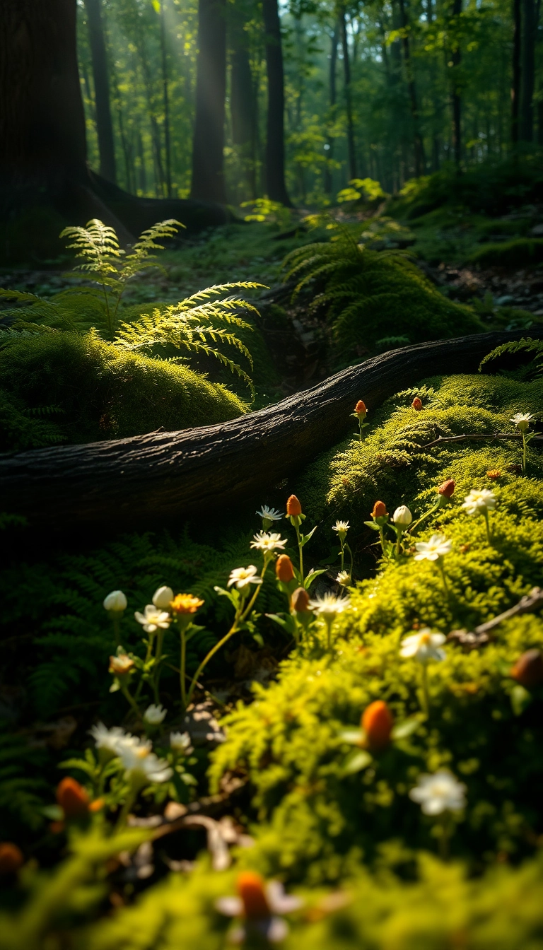 HD iPhone Spring Forest Floor Dynamic Background Copyright-Free Stock Image